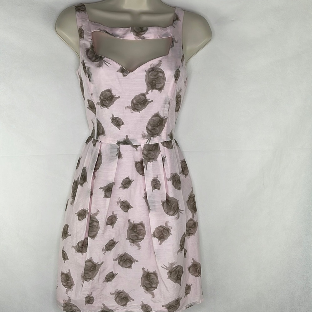 BB Dakota Pink Linen Silk Sweetheart Neckline Dress
